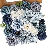 Luckinds Artificial Flowers Combo Box Set Dusty Blue Bouquet Flowers for Wedding Centerpieces Arrangements Bridal Shower Party Decorations Fake Floral for Home