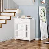 Yaheetech Wooden Shoe Cabinet with 1 Drawer 2 Doors 4-Tier White view 9