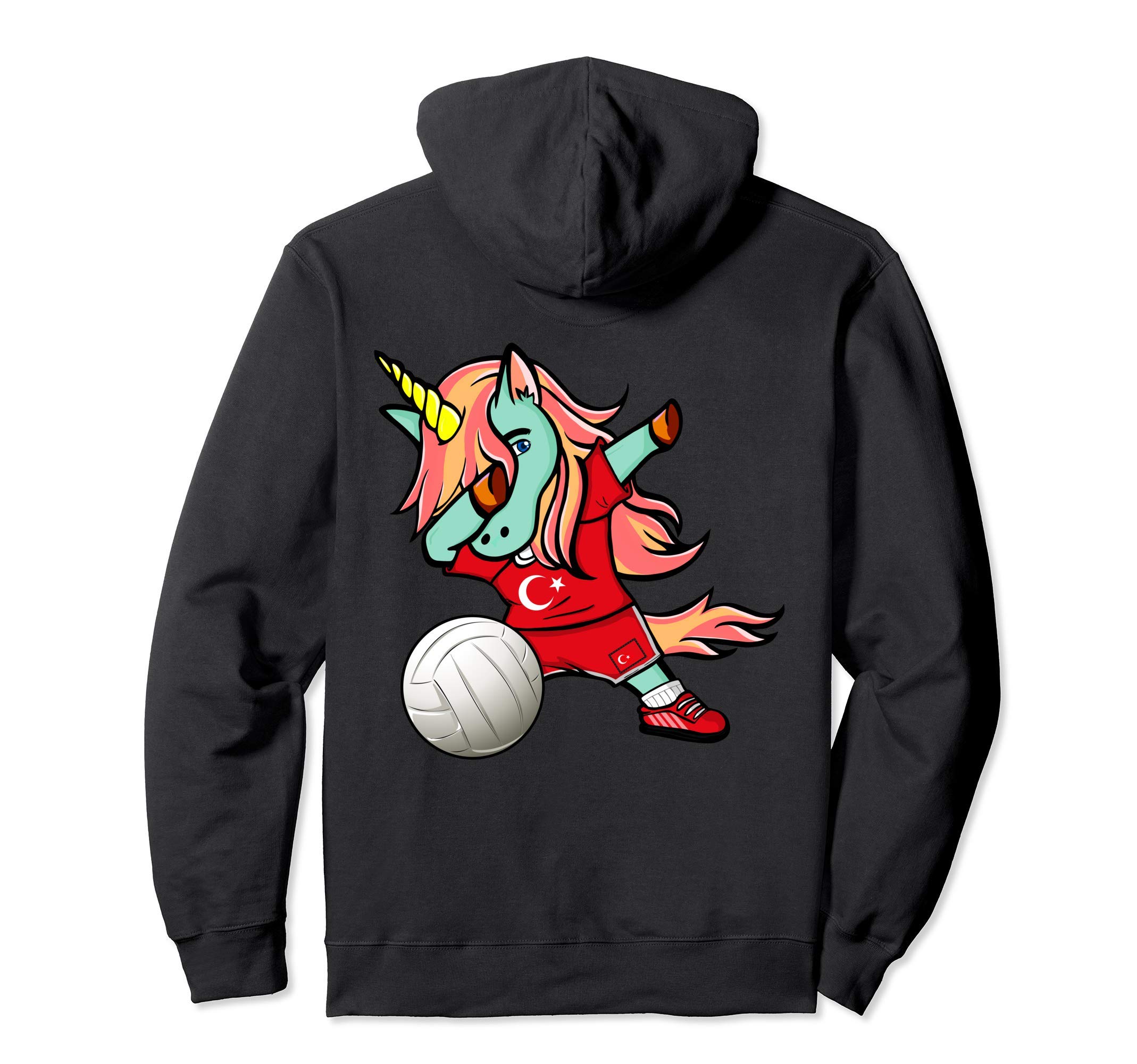 Dabbing Unicorn Turkey Volleyball Lovers Jersey Turkish Flag Pullover Hoodie