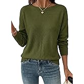 Acelitt Womens Casual Lightweight Long Sleeve Crewneck Knit Shirts Tops, S-XXL