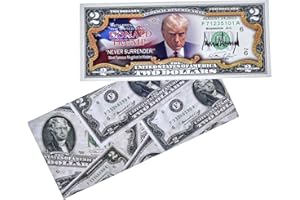 LEKA NEIL Trump Merchandise -Donald Trump 2 Dollar Bill - Trump Never Surrender Colorized Mugshot $2 Bill Uncirculated Commemorative Coin