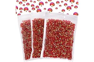 Duflash 25000 Pcs Red AB Resin Flatback Rhinestone, 3 mm 4 mm 5 mm Jelly Resin Non Hotfix Rhinestones for Crafts DIY Design, Tumblers, Clothes, Makeup, Nail Art