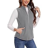 MAGCOMSEN Women's Fleece Vest with Zipper Pockets Zip Up Sleeveless Jackets Lightweight Soft Warm Polar Vest Outerwear