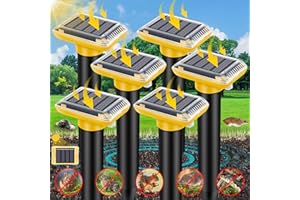 PROTECKER Mole Repellent Outdoor Ultrasonic, 2024 Solar-Powered Gopher Mole Repellent for Lawn, Waterproof Mole Killer Traps for Yard, Effectively Repels Gophers Snake Chipmunks Voles Groundhogs, Yellow-6PC