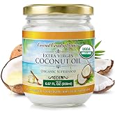 Organic Extra Virgin Coconut Oil, Cold Pressed, Glass Jar - 6.76 oz | Coconut Country Living, Unrefined for Skin and Hair, for Cooking, USDA Organic, Non-GMO, Keto and Paleo Friendly