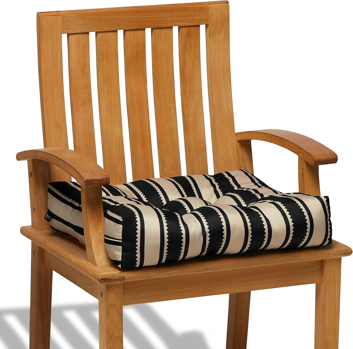Classic Accessories Water-Resistant Square Patio Seat Cushions, 19 x 19 x 5 Inch, 2 Pack, Black Sedona Stripe : Garden & Outdoor