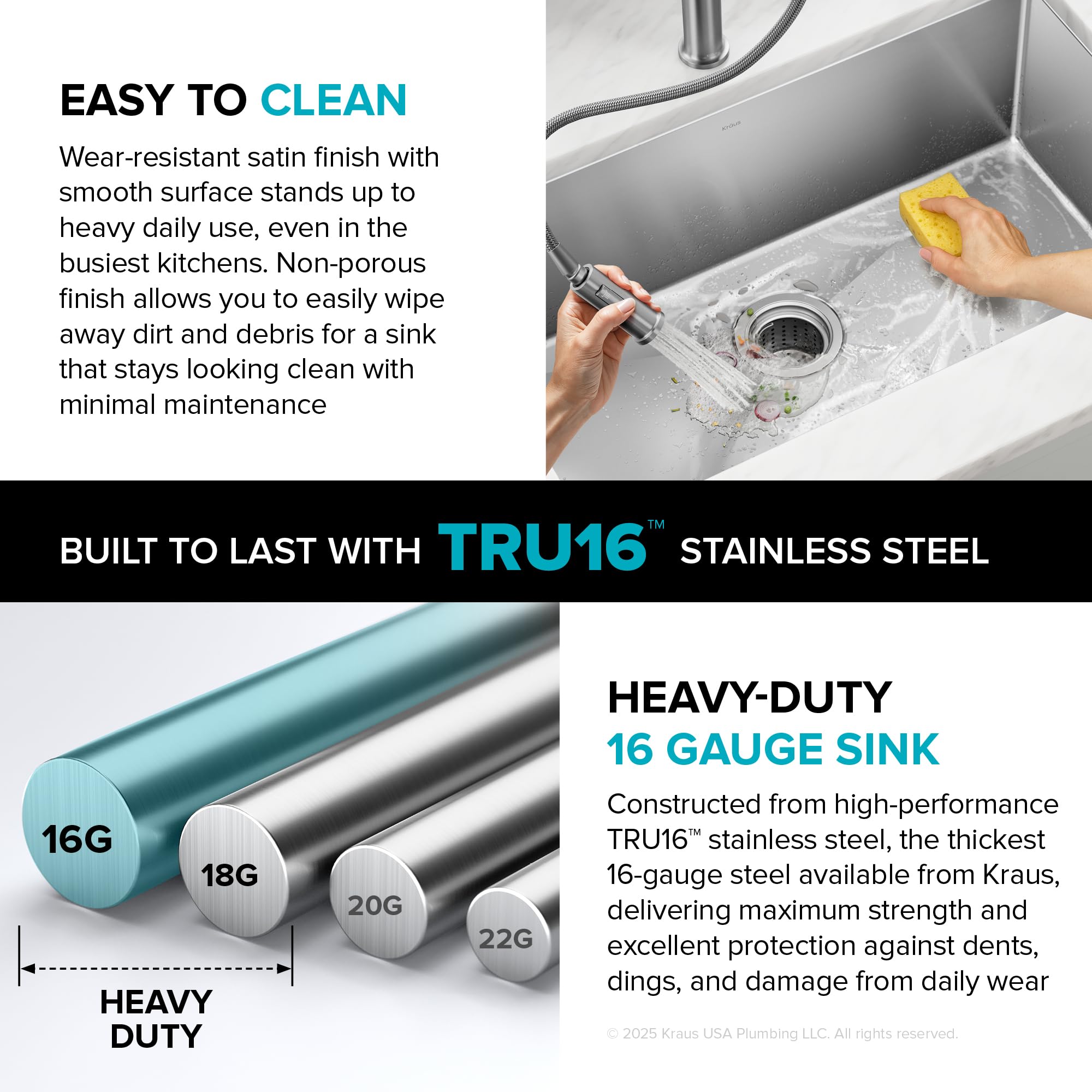 KRAUS Standart Pro 30 -inch Undermount Single Bowl 16 Gauge Stainless Steel Kitchen Sink, KHU100-30