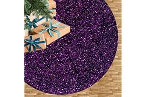 FUHSY Purple Tree Skirts Christmas 21 Inch Sequin Glitter Tree Skirts Velvet Fabric Decoration Halloween Tree Skirt Glittery Pencil Tree Skirt for Festival Holiday Party Purple Ornament Decorations