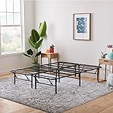 Linenspa Folding Metal Platform Bed Frame - No Box Spring Needed - Underbed Storage - Simple Toolless Assembly - Mattress Foundation - 14" High - Traditional Design - Sturdy Steel - Queen Size
