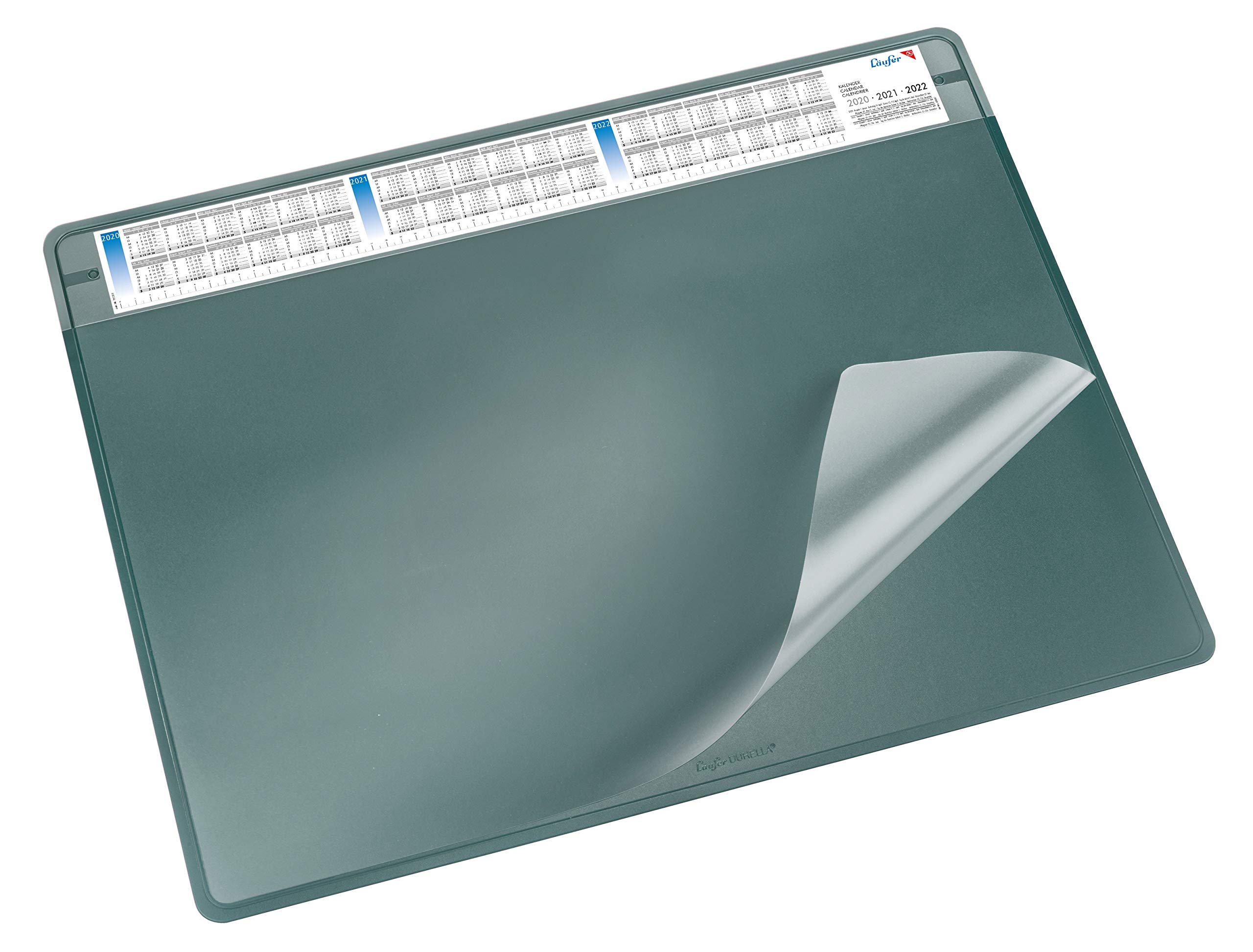 Läufer 47651 Durella Soft Desk Mat with Transparent Pad and Calendar, Non-Slip Desk Mat, Accessories for Desk, 50 x 65 cm, Green