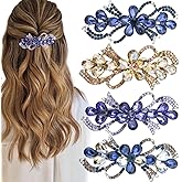 4PCS 4 ColorsExquisite Rhinestone Bowknot Flower Hair Clips Set, Sparkling Crystal Hair Barrettes for Women, Fancy Hair Accessories Ideal for Party, Wedding & Daily Wear
