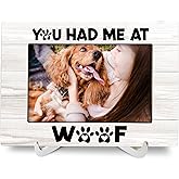 Luipk Dog Gift 8x6 Picture Frames, Dog Mom Gifts for Women, Gift for Dogs Owner, Pet Dogs Memorial Wood Photo Frame, You Had Me At Woof Pet Dad Gifts Picture Frame for Wall and Tabletop Display