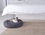 Enjamoy Plush Donut Dog Bed Calming Round Pet Cushion 60cm Dark Grey view 6