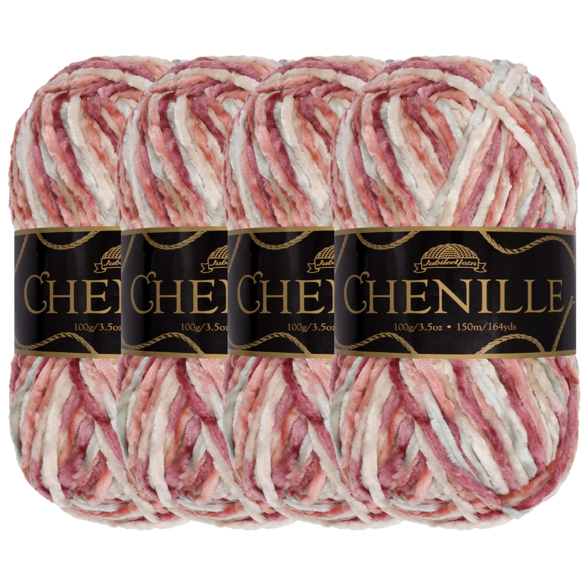 BambooMN JubileeYarn Chenille Yarn - Worsted Polyester - 100g/Skein - Shambala - 4 Skeins