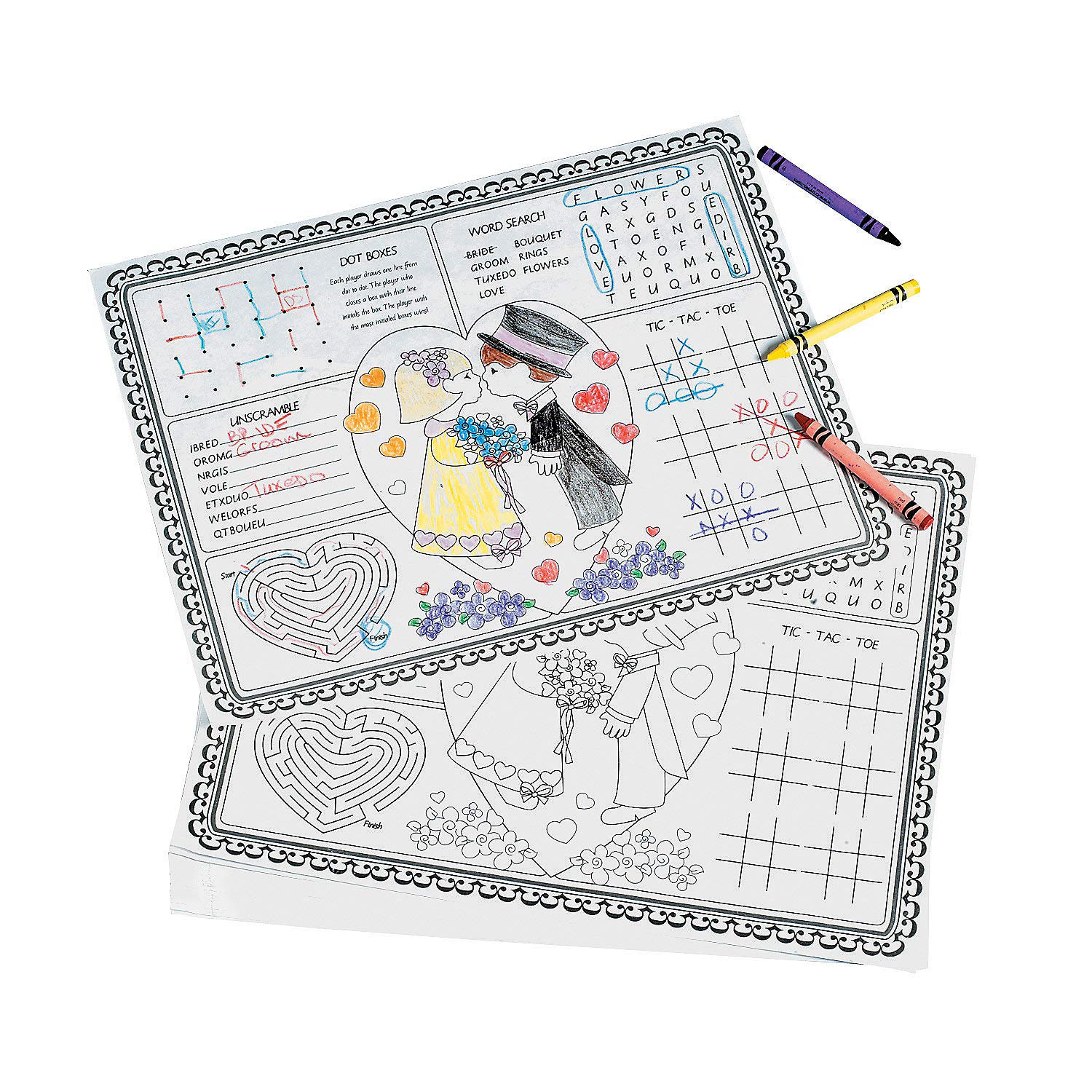 party supplies Children's Wedding Activity Placemats - 12 pcs