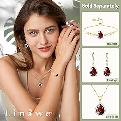 Linawe Ruby Necklace for Women Trendy, Red Crystal