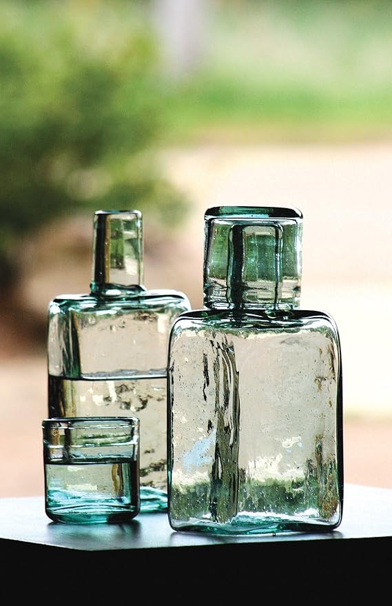 Amazon Com Kalalou Bedside Water Carafe And Drinking Glass One Size Green Water Carafe With Glass Carafes Pitchers