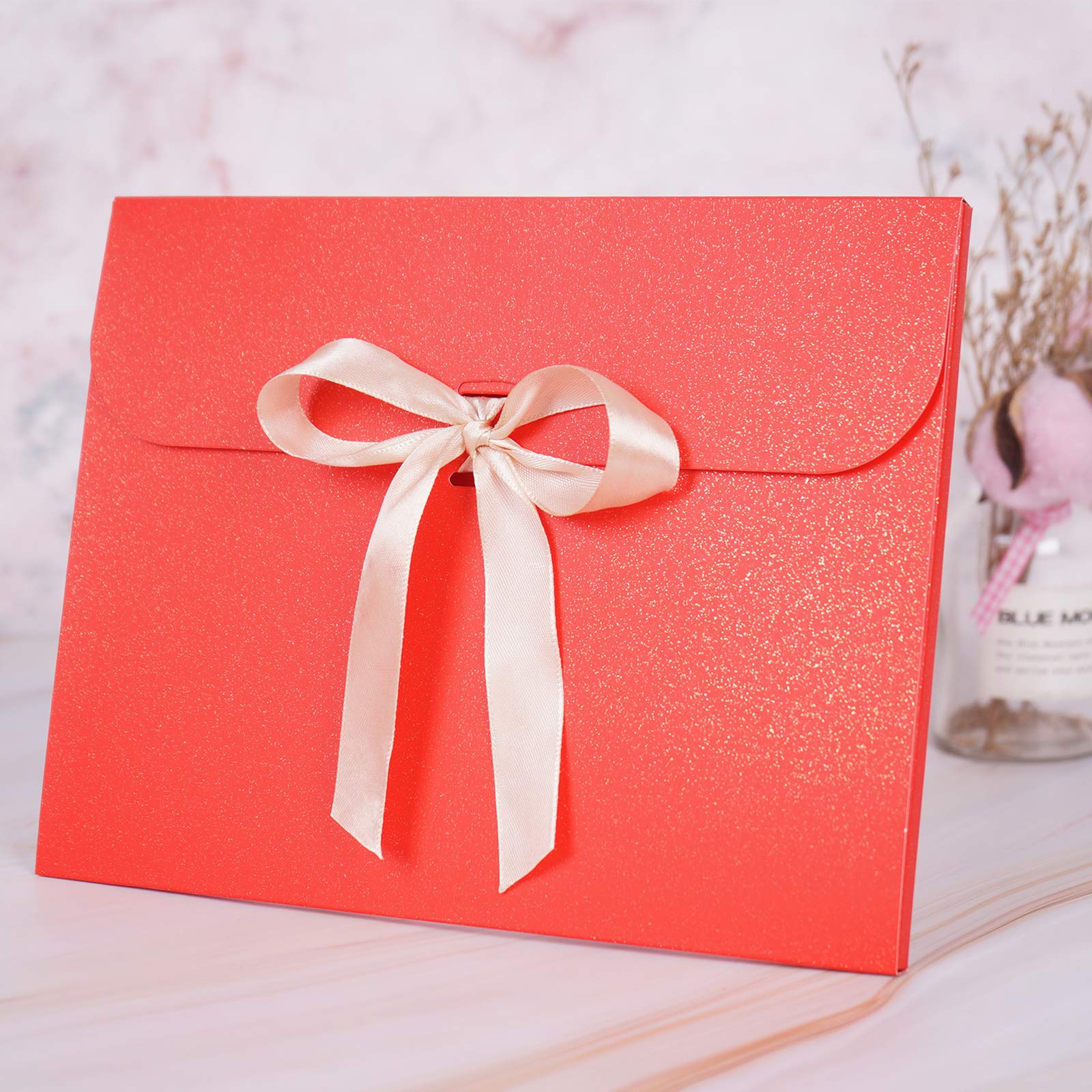 10 Pack Bow Gift Envelope Gift Card Envelopes Birthday Large Gift Invitations Envelopes with Ribbon Bow Envelope Thick Vintage Envelopes for Wedding Birthday Invitations Baby Bridal Shower Graduation