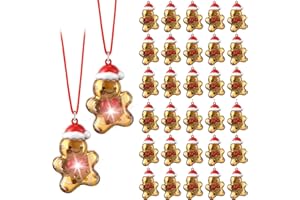 Yinkin 30 Pcs Christmas Light up Necklace for Adults Flashing Necklaces Christmas Accessory for Xmas Party Favors Stocking Stuffers Xmas Ornaments Decoration Party Supplies (Gingerbread Men)