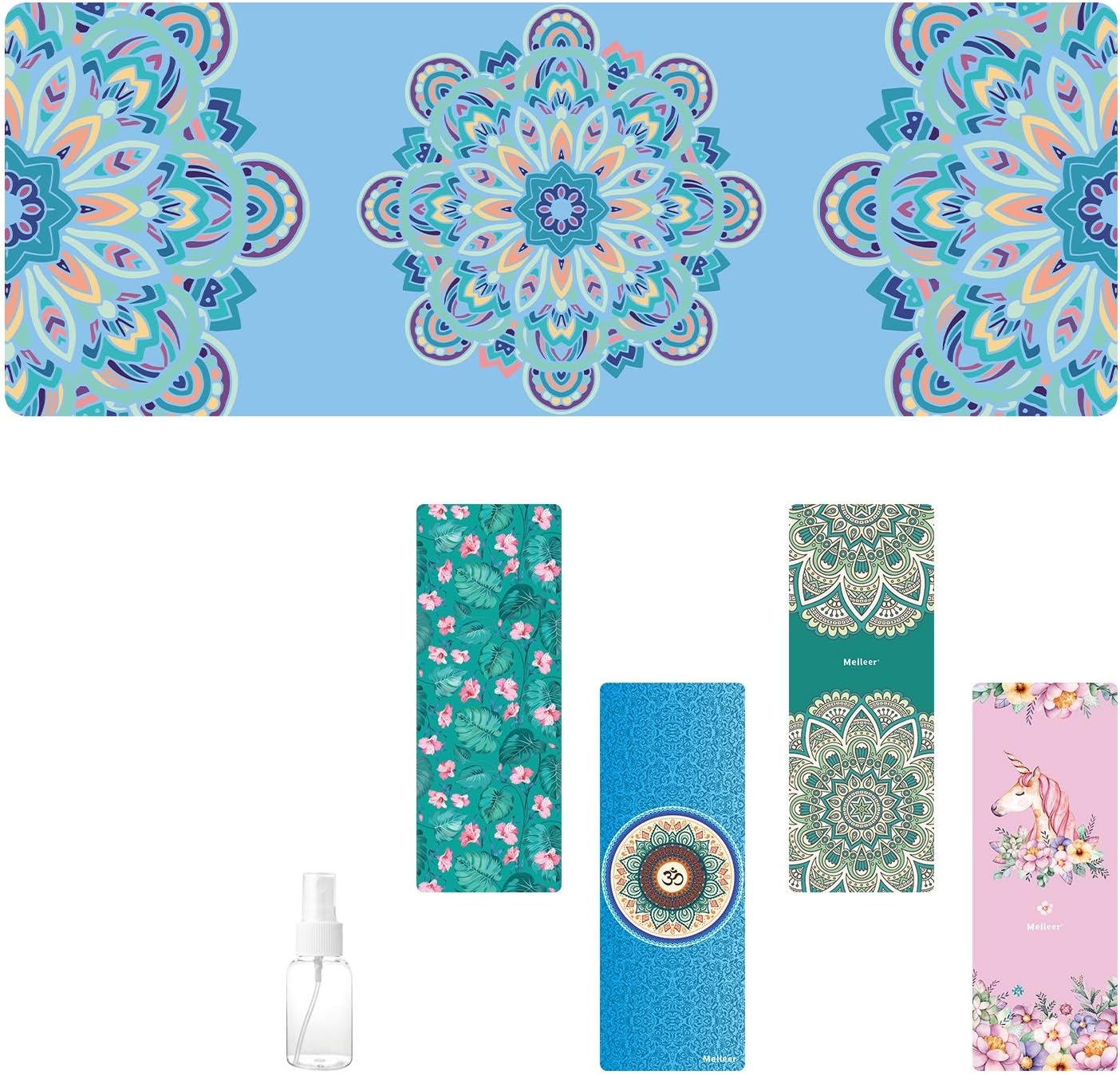 Travel Yoga Mat, Sweat Absorbent Anti Slip Foldable Yoga Mat, Luxury Premium Design Eco Friendly Yoga Mat for Travel, Yoga and Pilates with Carrying Bag and Spray Bottle