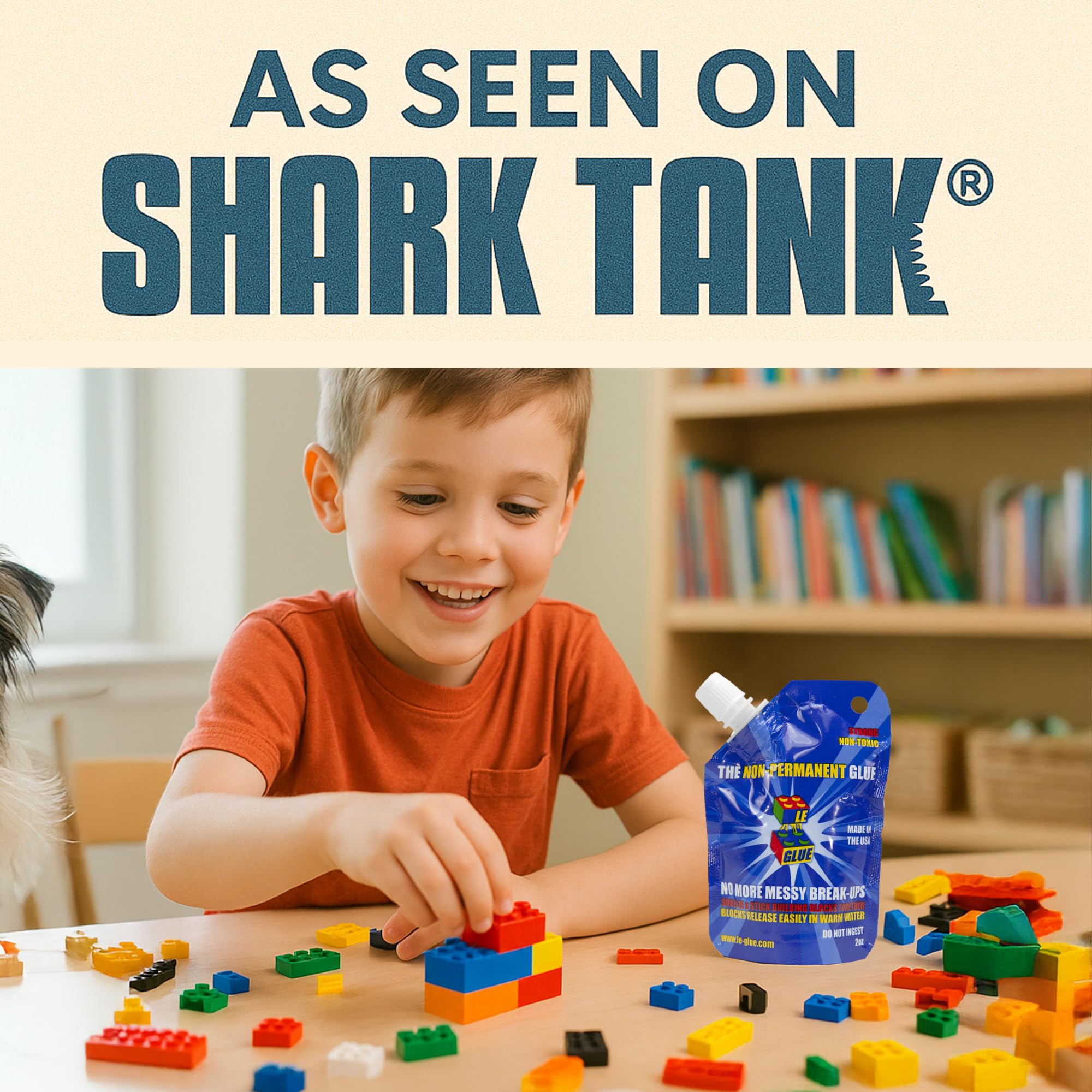 Le Glue Temporary Glue 2 Pack - Compatible with Legos - Non-Permanent Clear Adhesive for Plastic Building Blocks - No Messy Break-Ups - Non-Toxic Formula Created for Kids, by a Kid