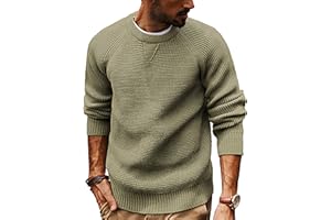 PJ PAUL JONES Mens Crewneck Sweater Waffle Knitted Pullover Sweaters Raglan Sleeve Knitwear Sweaters