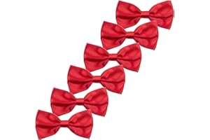 Kajeer Boys Children Formal Bow Ties - 6 Pack of Solid Color Adjustable Pre Tied Bowties