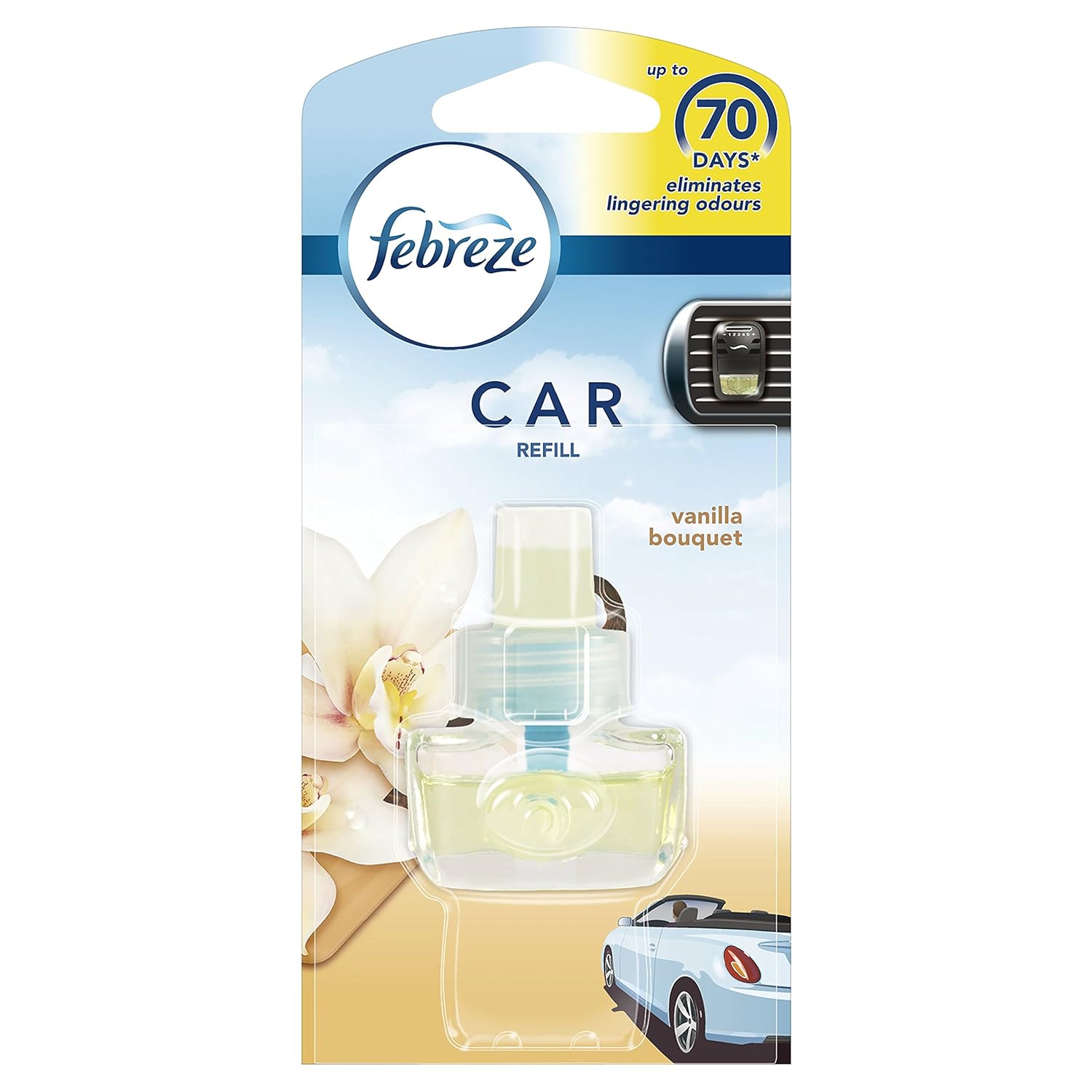 Febreze 7 ml Car Vanilla Bouquet Air Freshener Refill Pack of 6