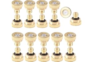 CozyCabin 20 Pcs Low Pressure Brass Misting Nozzles Misting Water Mister Nozzle for Garden, Patio, Greenhouse, Outdoor Cooling Mister System 0.016" Orifice (0.4mm) Thread UNC 10/24
