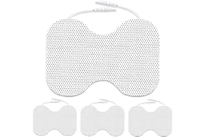 GROZAV Tens Unit Electrode Pads for Shoulder Waist & Knee 4 * 6" Large Butterfly TENS Unit Pads Reusable Electrode Pads Compatible with TENS 7000, AUVON TENS, 2mm Pin Connector- 4 Pcs