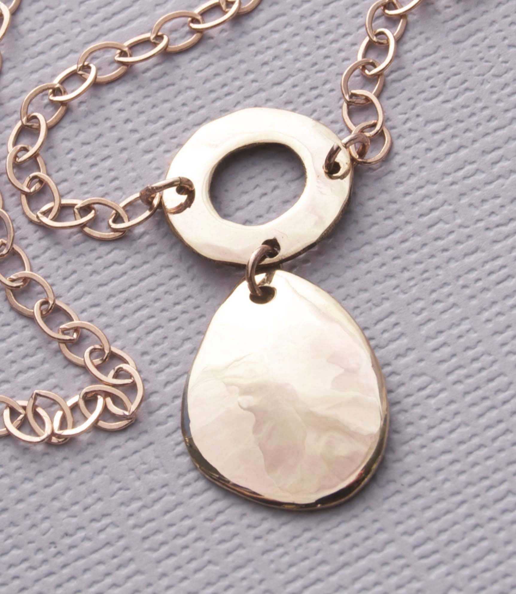 Rose Gold Necklace Pendant with Gold Filled Chain