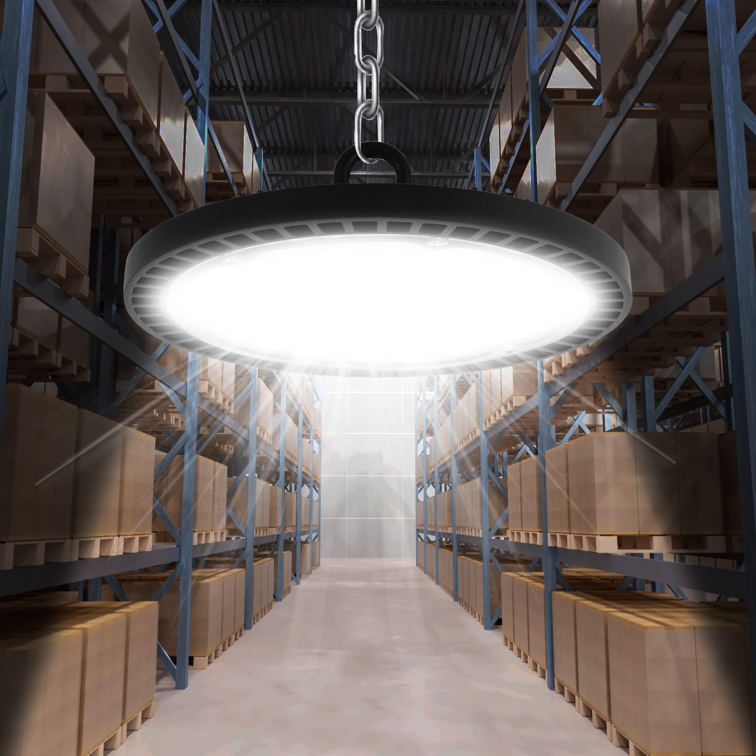 toobettp 100W UFO LED High Bay Light，10000LM Warehouse Lighting Daylight White 6500K IP65 Waterproof Shop Lights UFO Lighting for Warehouse Workshop Garage Factory Garage