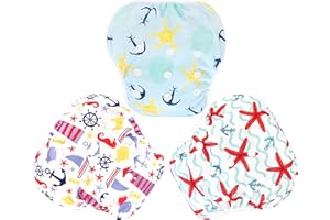 Langsprit 3 Pack Swim Diaper for Baby & Toddle,Reuseable Washable Diaper Swim for Swimming Lesson & Baby Shower Gifts