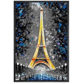 SIGNWIN Framed Canvas Wall Art Paris Eiffel Tower...