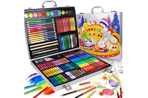 Cokiki Art Supplies, 184-Piece Drawing Art Set, Easter Christmas Holiday Birthday Art Kit for Kids 4 5 6 7 8 9+ with Colored Pencils,Crayons,Oil Pastels,Watercolor Paint Set