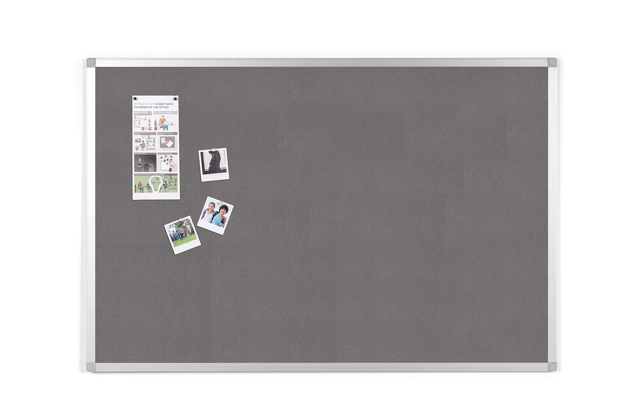 BoardsPlus Felt Notice Board - 900 x 600 mm - Grey Felt Surface, Aluminium Frame