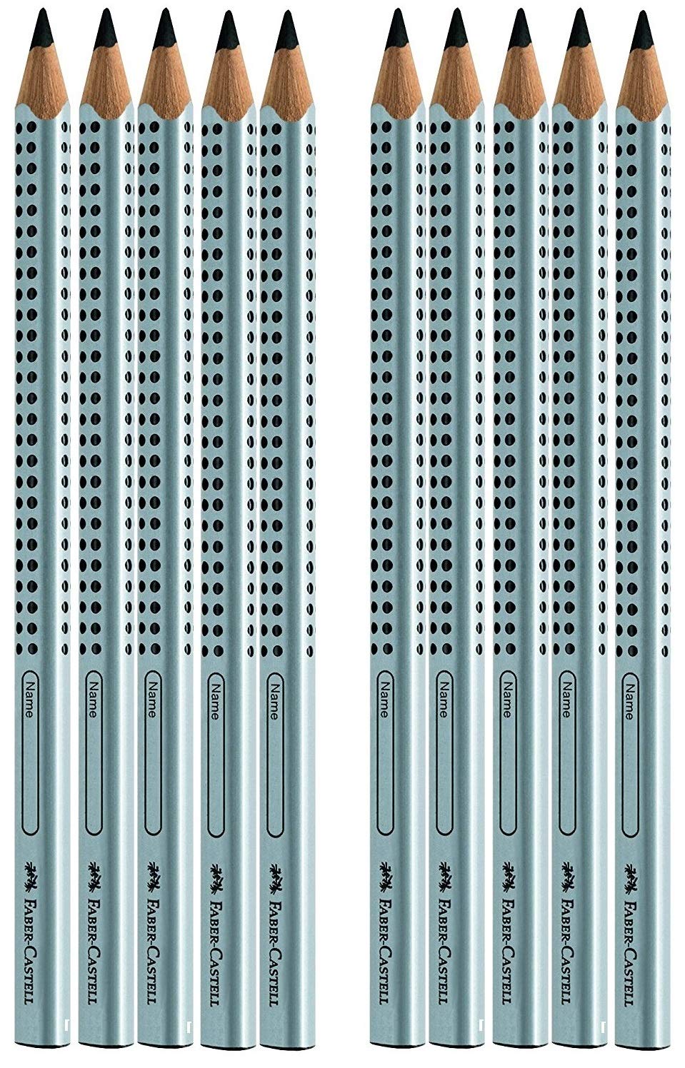 Faber-Castell 111997-12 Jumbo Grip Pencils, Hardness: B, Barrel Colour: Silver (Pack of 10)