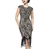 SWEETV YESSA Women's Flapper Dresses 1920s Great Gatsby Dresses Sequin Fringed Roaring 20s Cocktail Dress