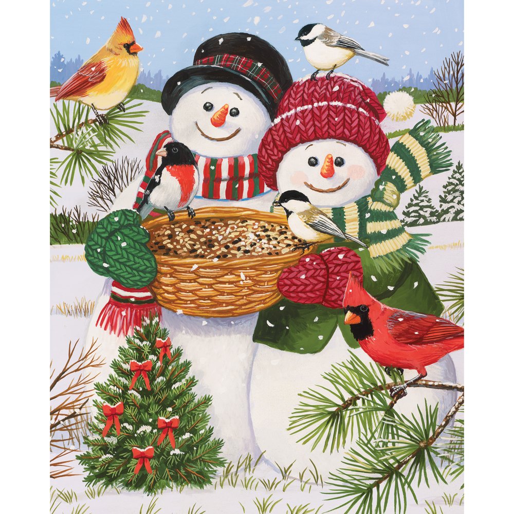 Bits and Pieces - 200 Piece Jigsaw Puzzle for Adults - Snow Couple Feeding the Birds - 200 pc Snowman Fun Jigsaw by Artist William Vanderdasson