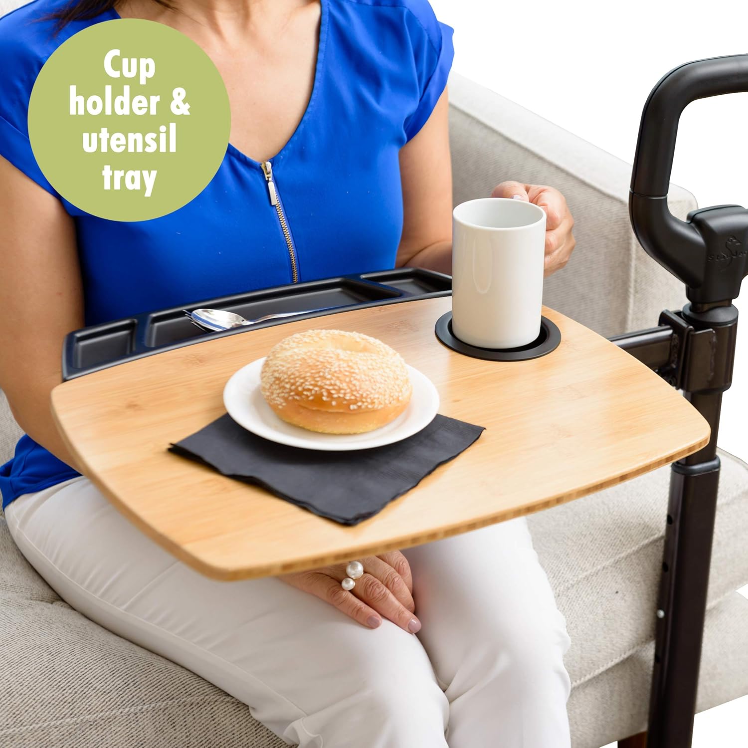 Able Life Able Tray Table, Adjustable Bamboo Swivel TV and Laptop Table with Ergonomic Stand Assist Safety Handle, Independent Living Aid: Health & Personal Care