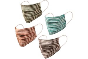 Touchstone Indian Heritage Fabric filter pocket nose bridge double layer cotton face mask reusable washable for men, women (Pack of 4). Blue Brown Green Grey