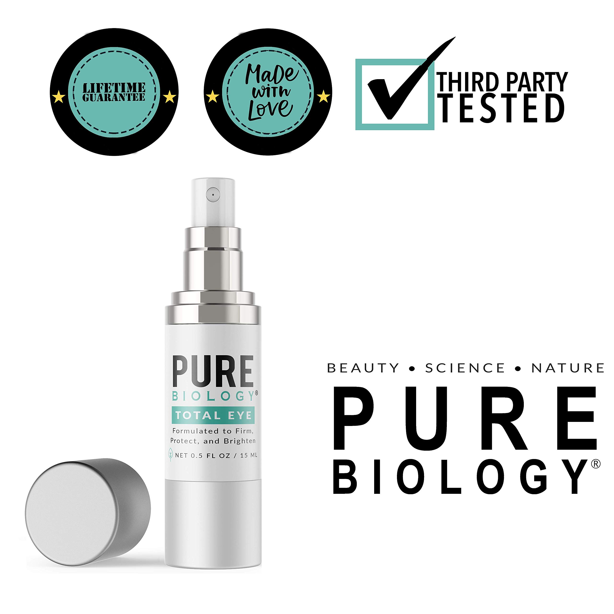 Pure Biology Premium Total Eye Cream Serum Anti Aging Vitamin C, E