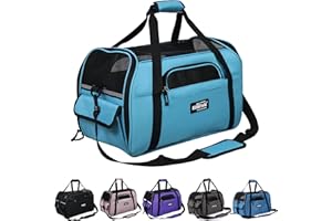 EliteField Soft Sided Pet Carrier (3 Year Warranty, Airline Approved), Multiple Sizes and Colors Available (Large: 19" L x 10" W x 13" H, Sky Blue)