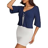 a.Jesdani Women's Shrug Sweaters Open Front Long Sleeve Rib Knit Bolero Open Front Cropped Cardigan S-1X