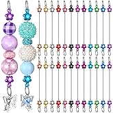 Tondiamo 24 Pcs Beadable Keychain Bars Bulk Blank DIY Metal Beaded Keychain Detachable Key Chain Accessories for Craft
