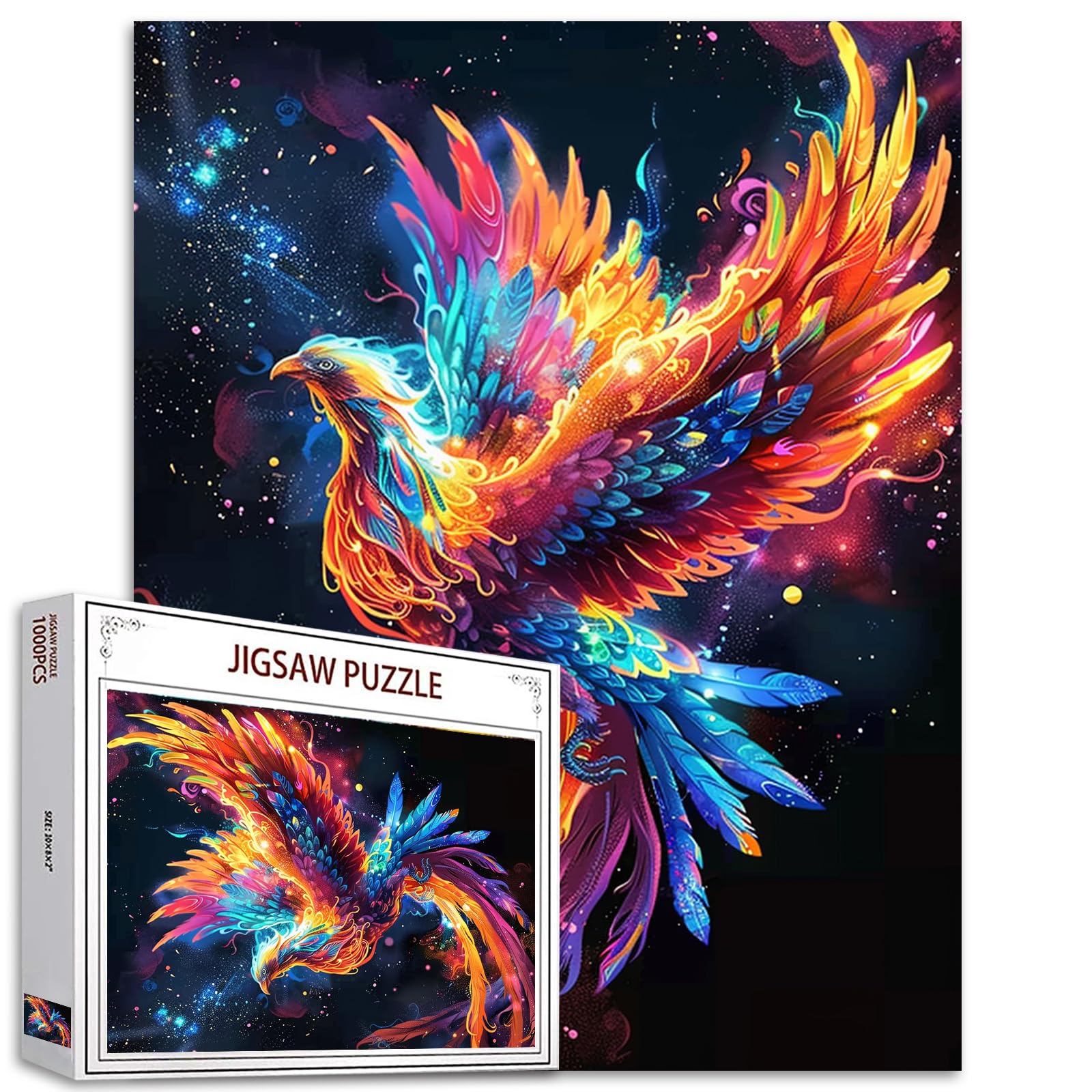 Tucocoo 1,000 Piece Puzzle for Adults - Fire Phoenix Painting, Sacred Fantasy Animal - Challenging Family Activity, Games, Colorful Art, Do-it-Yourself