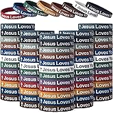 72pcs Jesus Loves You Silicone Wristbands Rubber Bracelets Colorful Jesus Loves You Silicone Bracelet Christian Rubber Wristbands for Men Women & Teen Party Favors Novelty Jewelry Party Favors