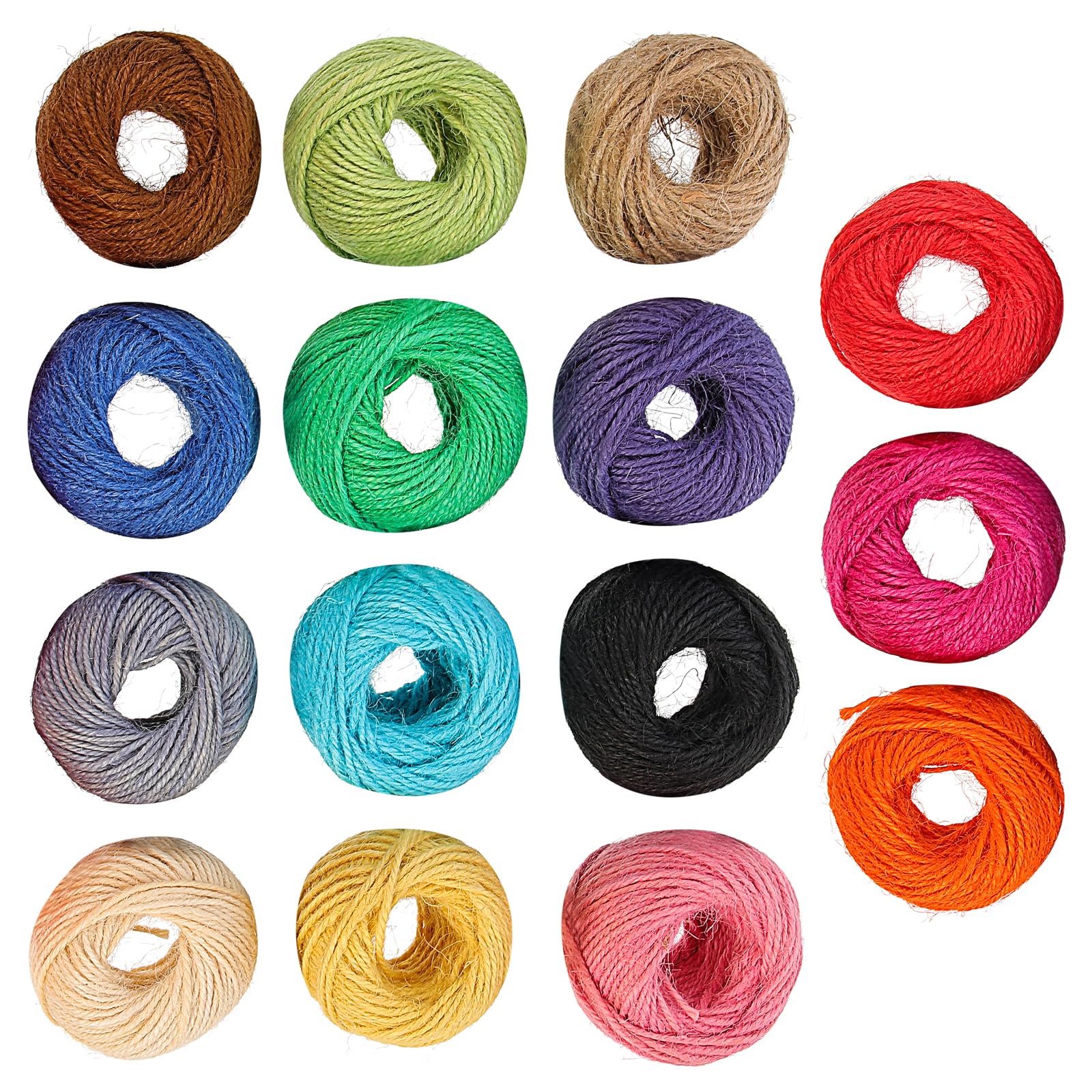 Angoily 15rolls Colorful Jute Twine Natural Jute Threads for Diy Crafts Present Wrapping and Home Versatile Hand-made Wrapping String for Creative Projects