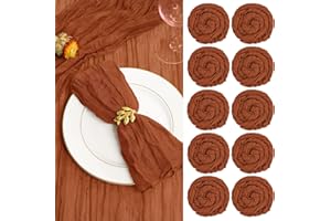 FANI 60 Pack Gauze Cheesecloth Napkins 20 x 20 Inch Wrinkled Dinner Napkins Soft Cotton Cloth Napkins Rustic Decorative Table Napkins for Weddings Party Dinner Table Everyday Use (Terracotta)