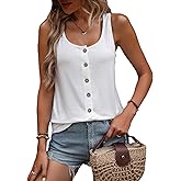 SweatyRocks Women's Scoop Neck Button Up Tank Top Casual Solid Sleeveless T Shirt